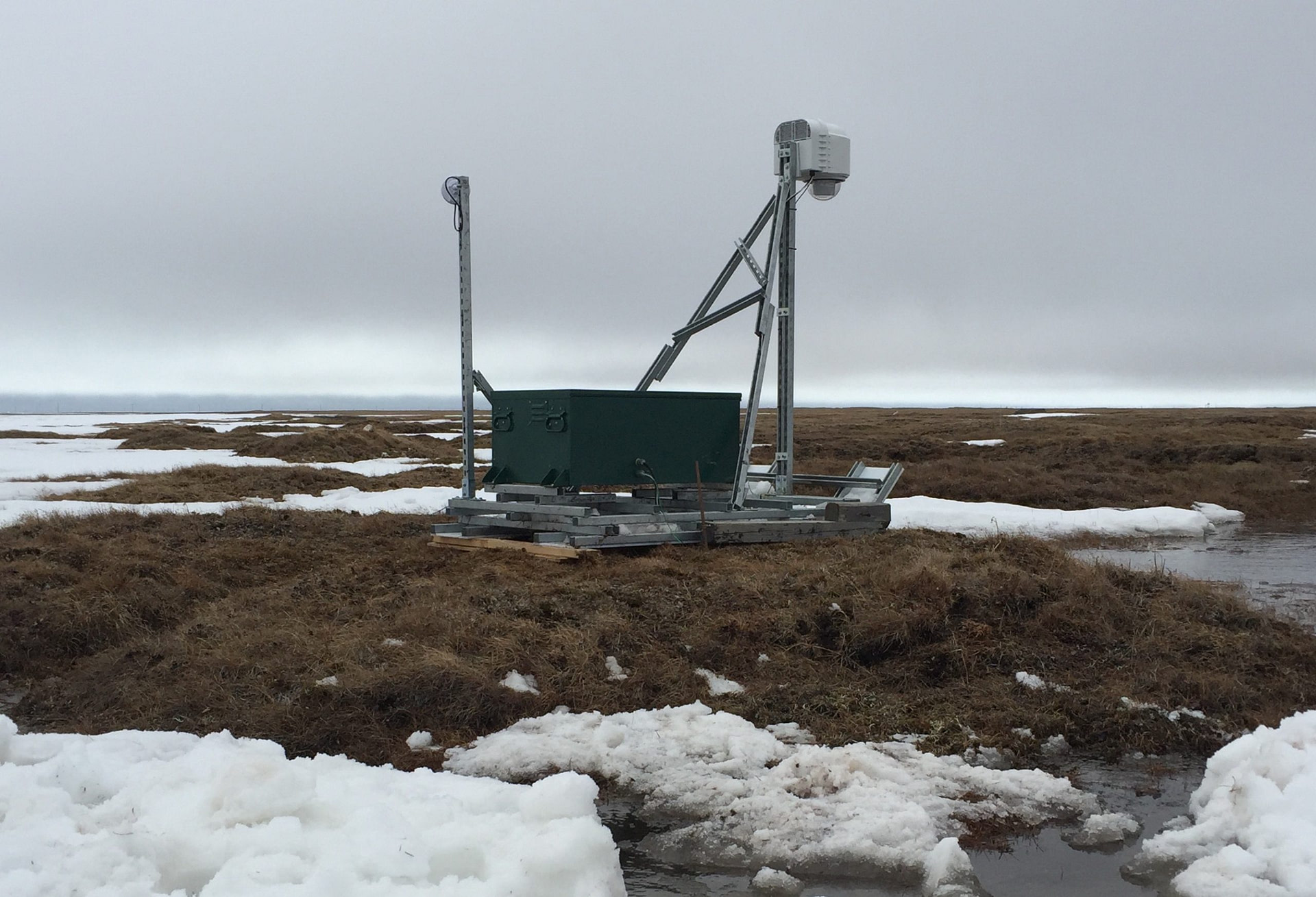 XHeat Climate Controlled PTZ Camera Enclosure System For Extreme Cold Conditions Installed Overlooking A Snowy Owl Nest Barrow Alaska 